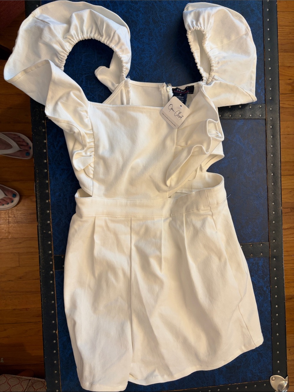 White Ruffle-Sleeve Women's romper